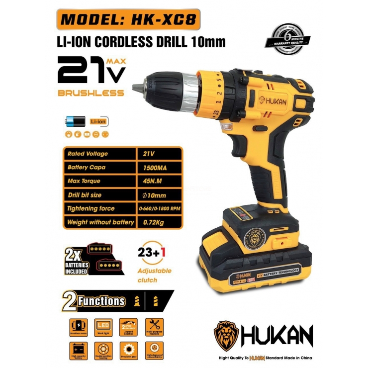 COMBO máy khoan Pin 10mm HUKAN HK-XC8 3 chức năng 