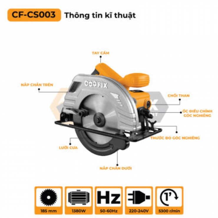 Máy cưa gỗ 185mm Coofix CF-CS003 ( 1380W )