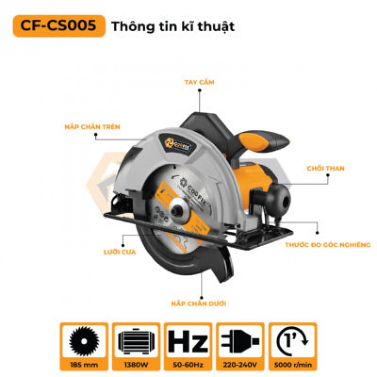 Máy cưa gỗ 185mm Coofix CF-CS005 ( 1380W )