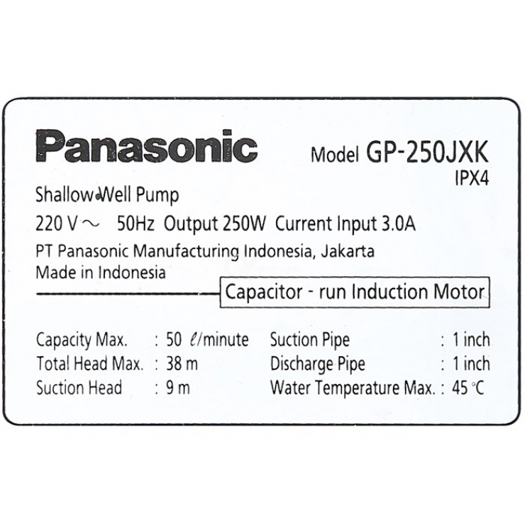 Bơm nước đẩy cao 250W Panasonic GP-250JXK