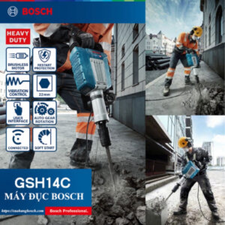 Máy đục bê tông 30mm Bosch GSH 14 VC Professional