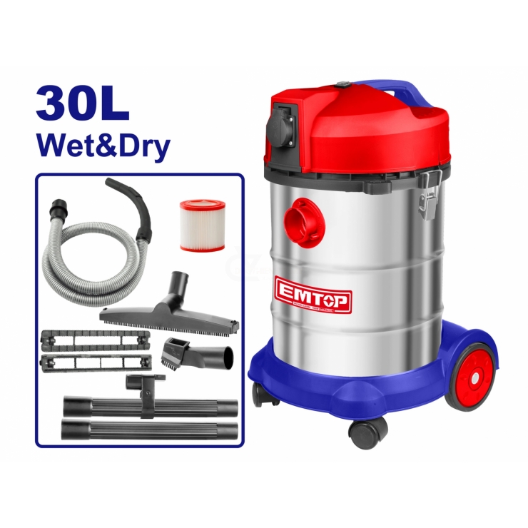 Máy hút bụi 30 lít công nghiệp Emtop EVCR1401 ( khô & ướt )