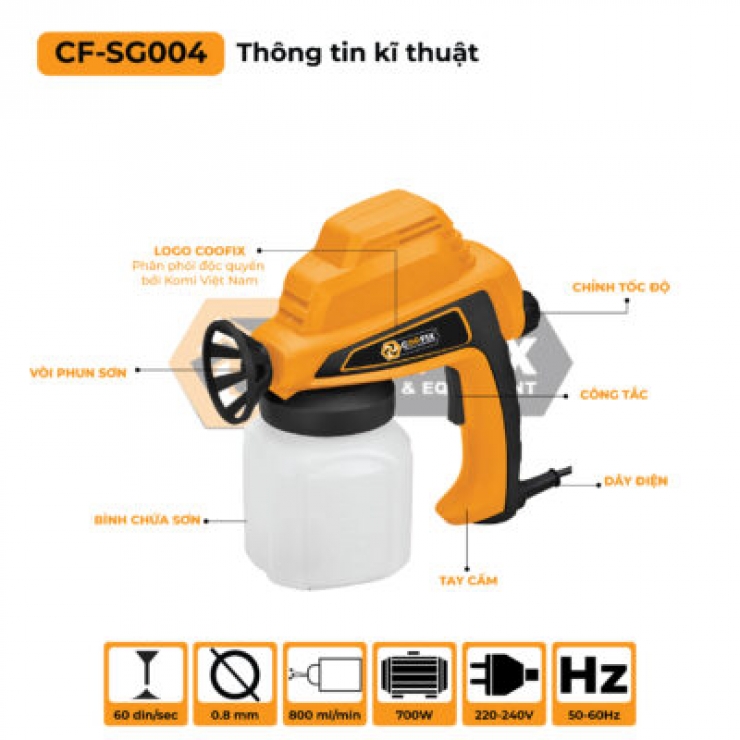 Máy phun sơn điện 700W Coofix CF-SG004