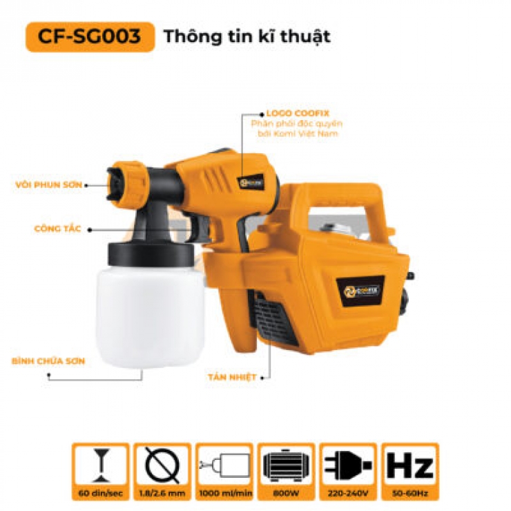 Máy phun sơn điện 800W Coofix CF-SG003