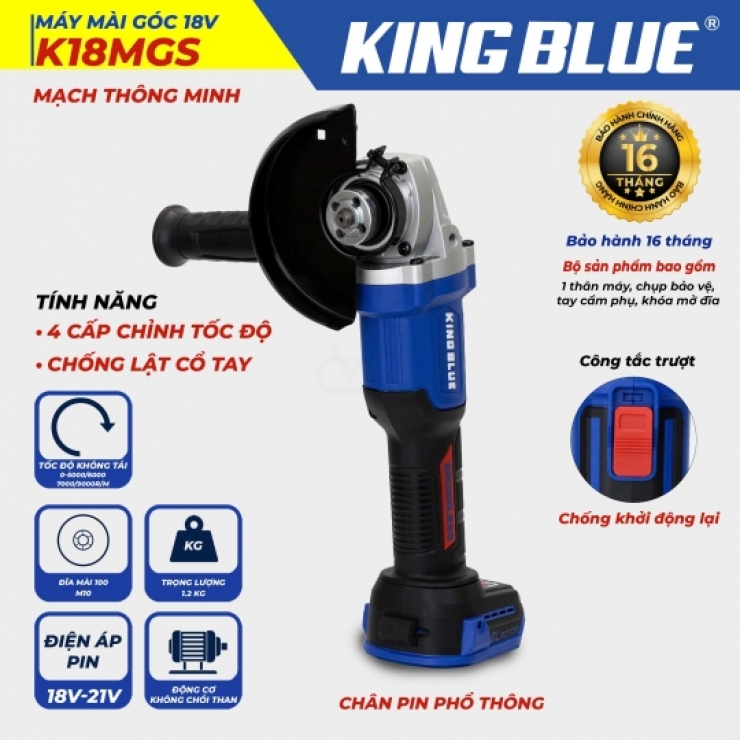 Máy mài góc Pin 21V Kingblue K18MGS  ( chưa Pin & Sạc )