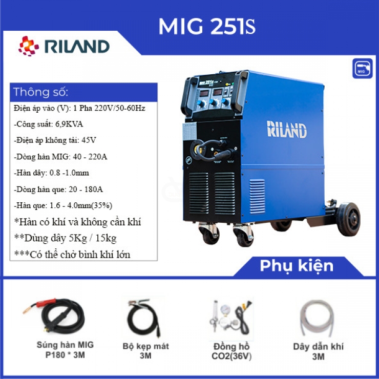 Máy hàn Mig Riland MIG 251S Professional 3 chức năng