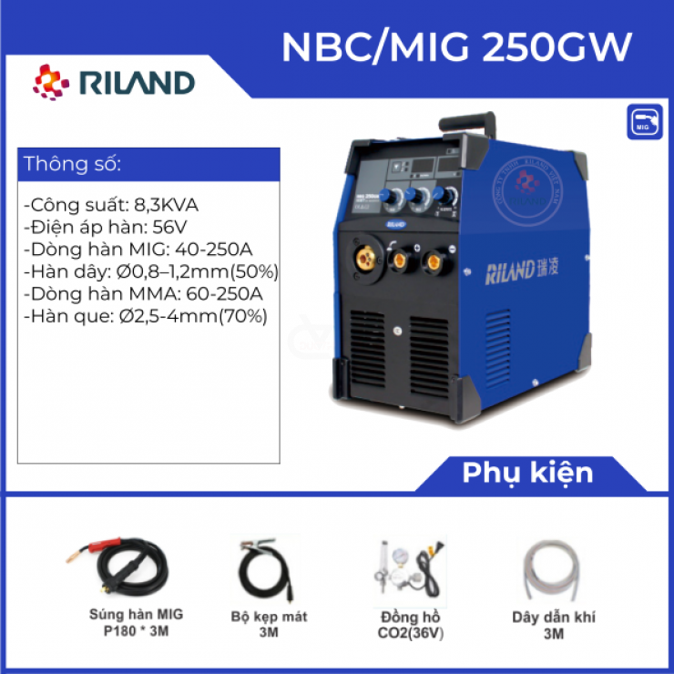 Máy hàn Mig  que Riland NBC 250GW ( 3 pha 380V )