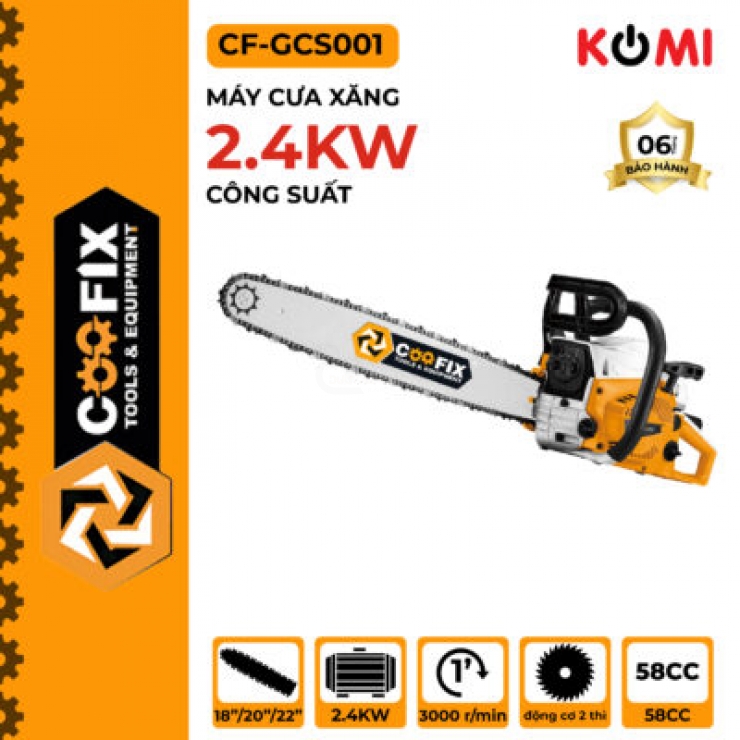 Máy cưa xích chạy xăng 58CC Coofix CF-GCS001 ( 18-20-22 Inch )