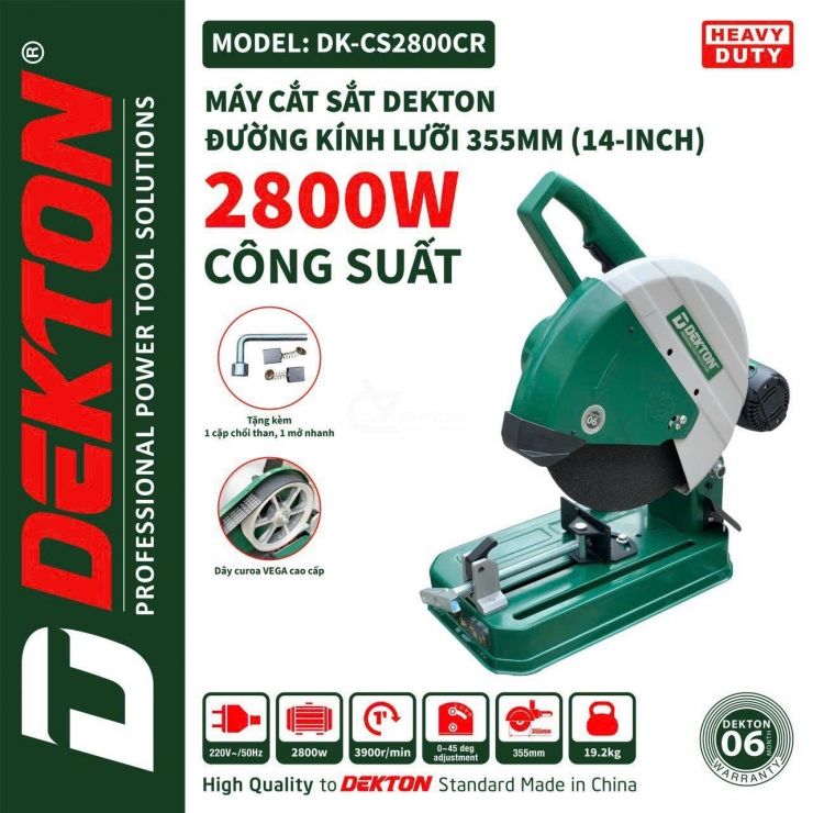 Máy cắt sắt 2800W Dekton DK-CS2800CR dây Curoa