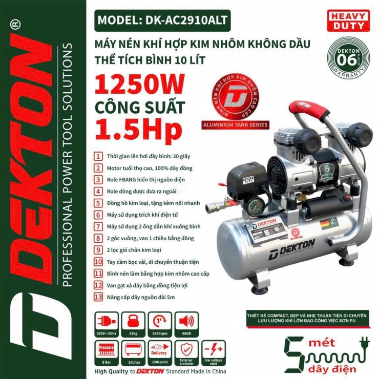 Máy Nén Khí Brushless Dekton DK-AC10BL không chổi than 