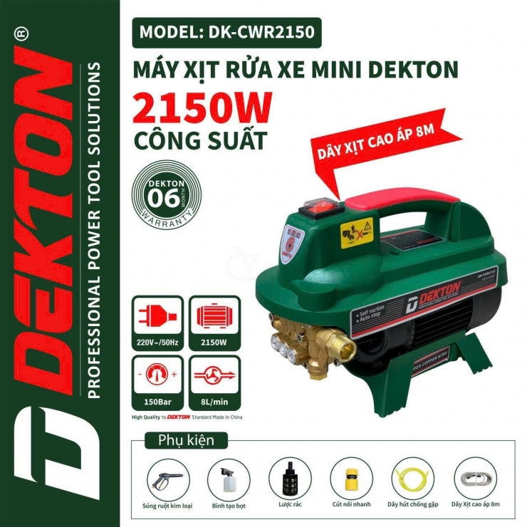 Máy Xịt Rửa Dekton DK-CWR2800 2800W  Chỉnh Áp