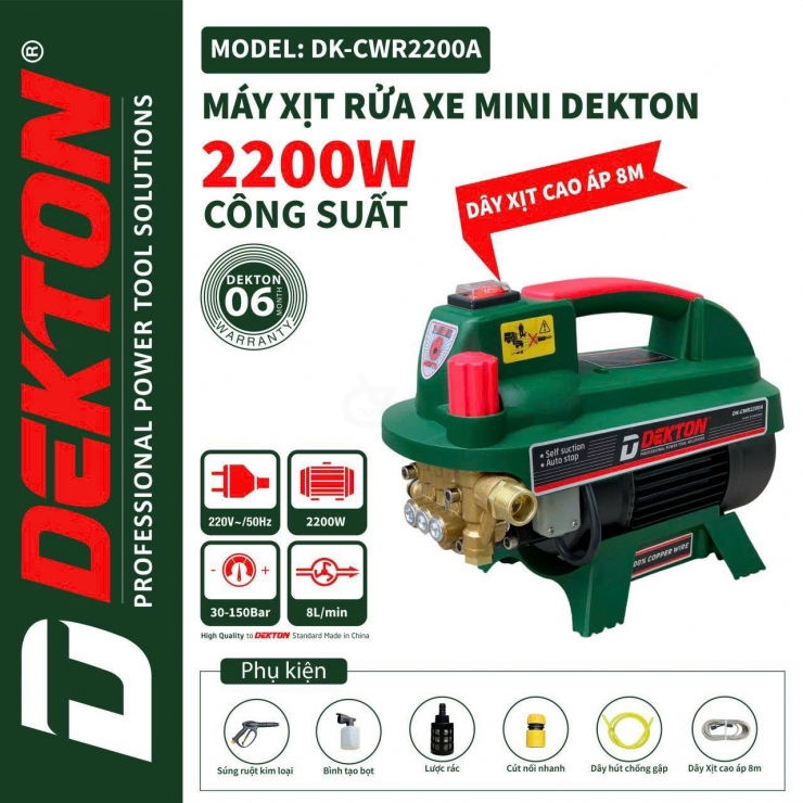 Máy Xịt Rửa Dekton DK-CWR2800 2800W  Chỉnh Áp