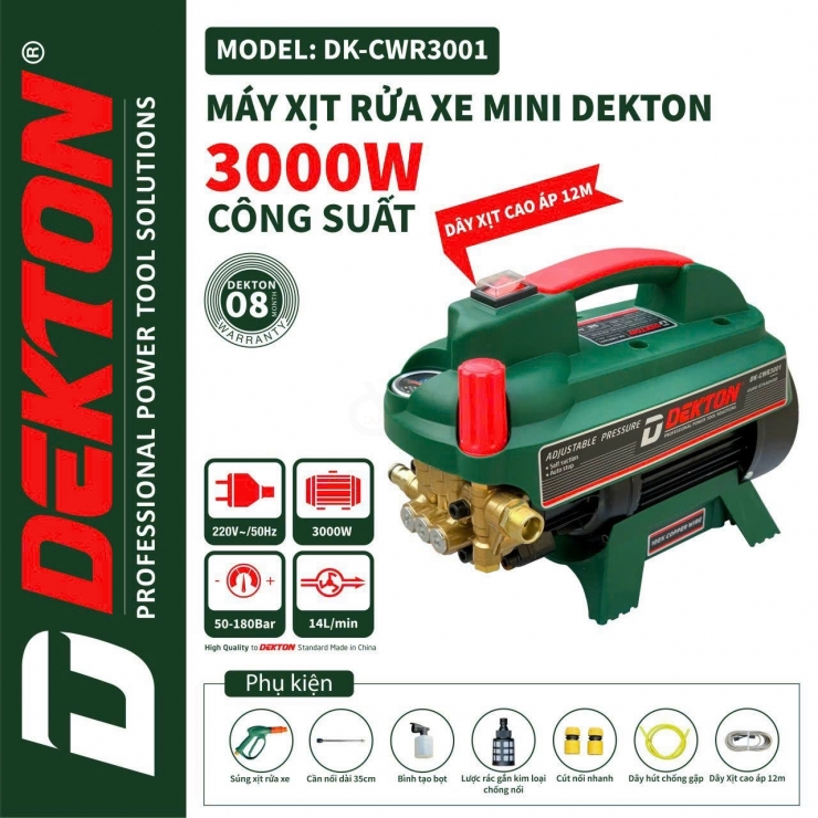 Máy Xịt Rửa Dekton DK-CWR2800 2800W  Chỉnh Áp