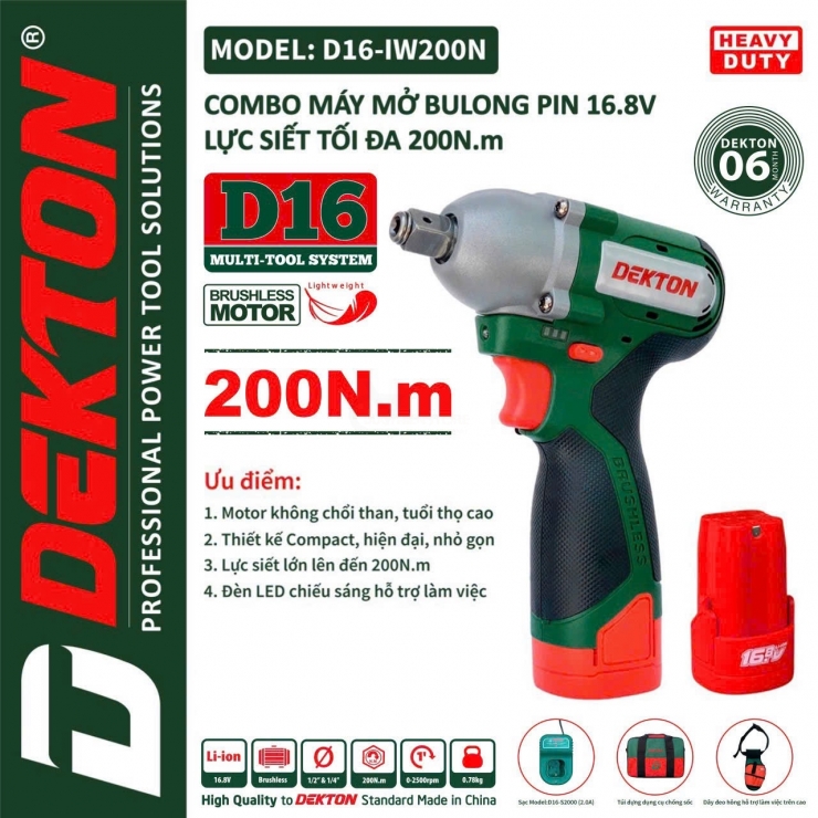 Thân Máy khoan pin 16.8V Dekton D16-KVT1055PRO