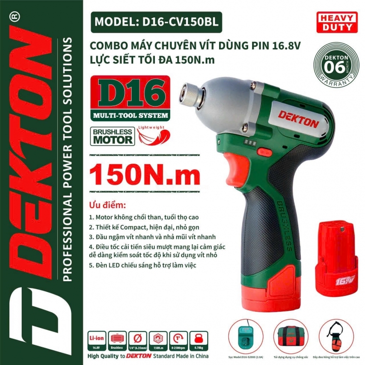 Thân Máy khoan pin 16.8V Dekton D16-KVT1055PRO