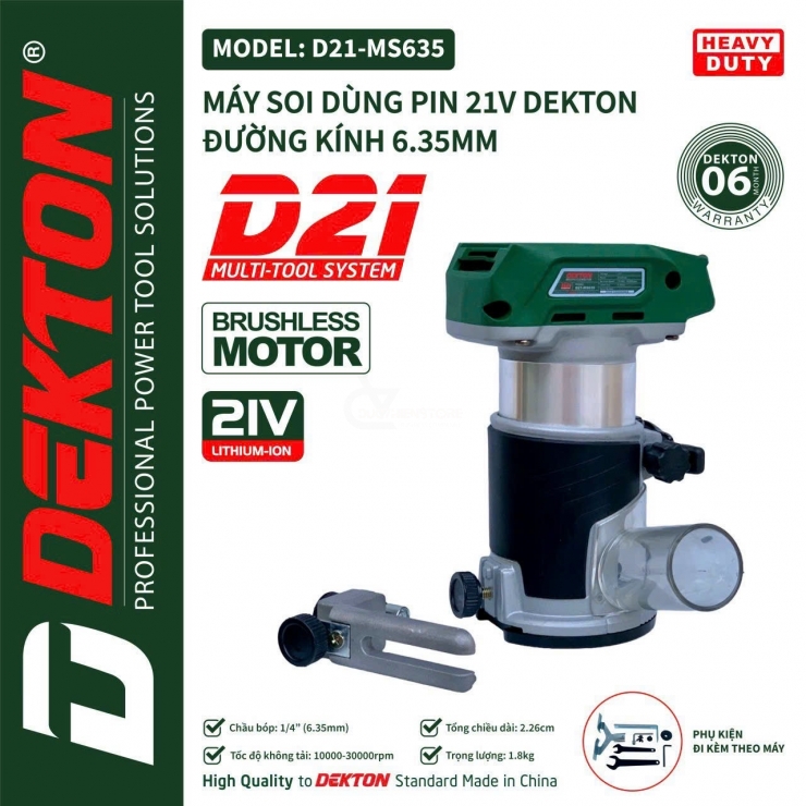 Máy phay Pin Dekton D21-MS635 ( Dùng Pin M21 & D21 ) Chưa Pin & Sạc