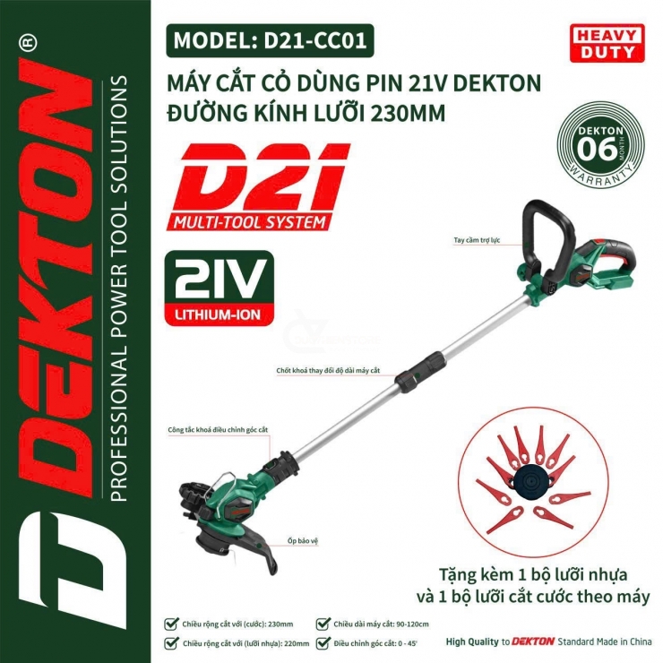 Máy cắt cỏ dùng Pin 21V Dekton D21-CC01 ( Chân Pin M21 & D21 )