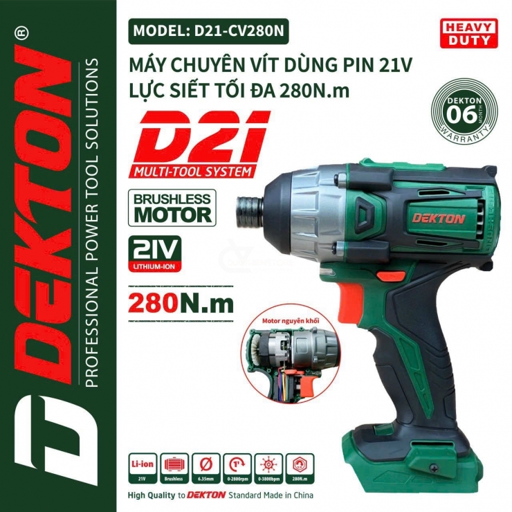 Combo Máy Siết Bu Lông Dùng Pin 21V Dekton M21-IW550PRO phiên bản limited