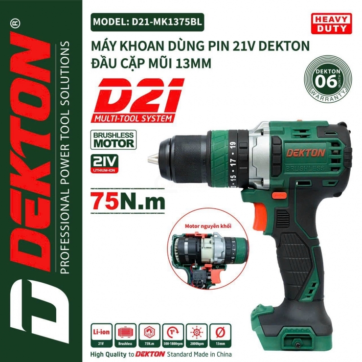 Combo Máy Siết Bu Lông Dùng Pin 21V Dekton M21-IW550PRO phiên bản limited