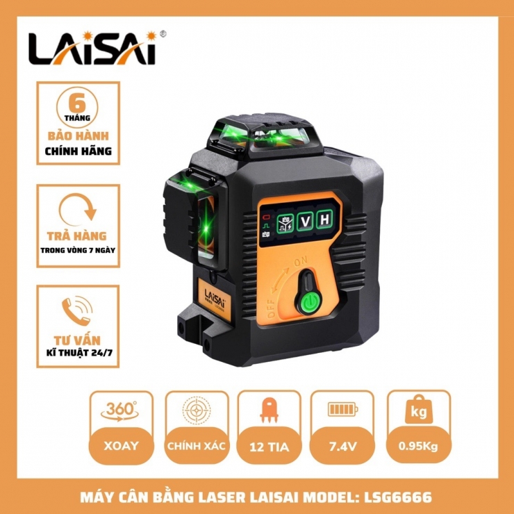 Máy cân mực laser 12 tia xanh Laisai LSG6666 