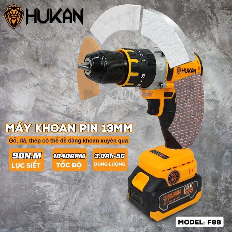 Combo Máy Khoan Dùng Pin Hukan F88  ( Tạm Hết Hàng ) 