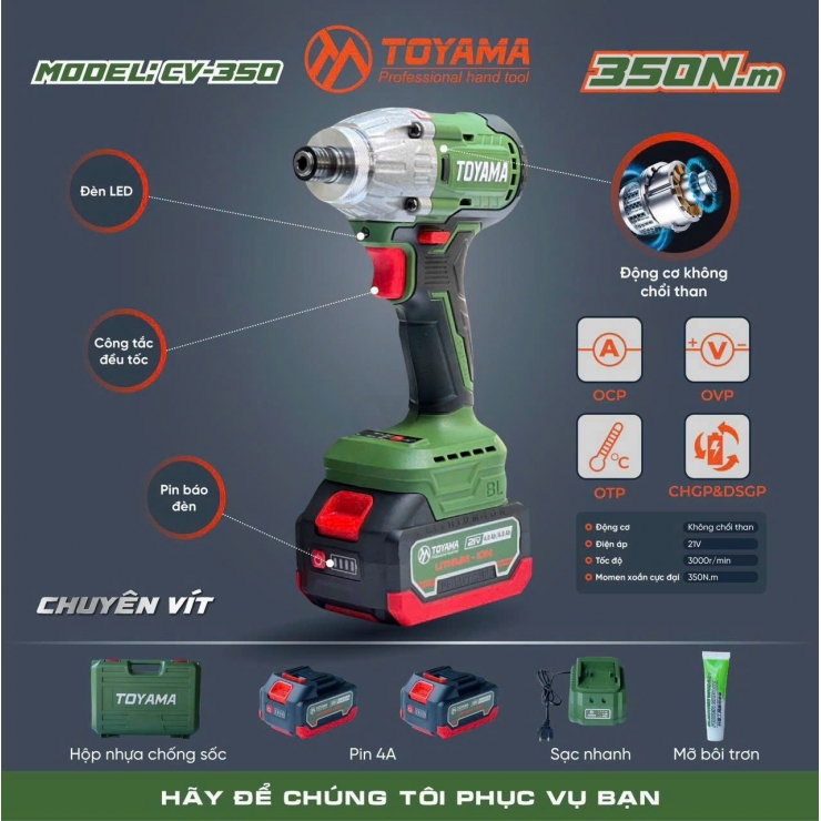 Combo Máy Bắt Vít Dùng Pin Toyama CV-350