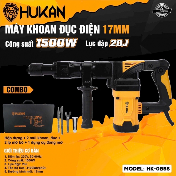 Máy Đục Bê Tông 17mm Hukan HK-0855 1500W
