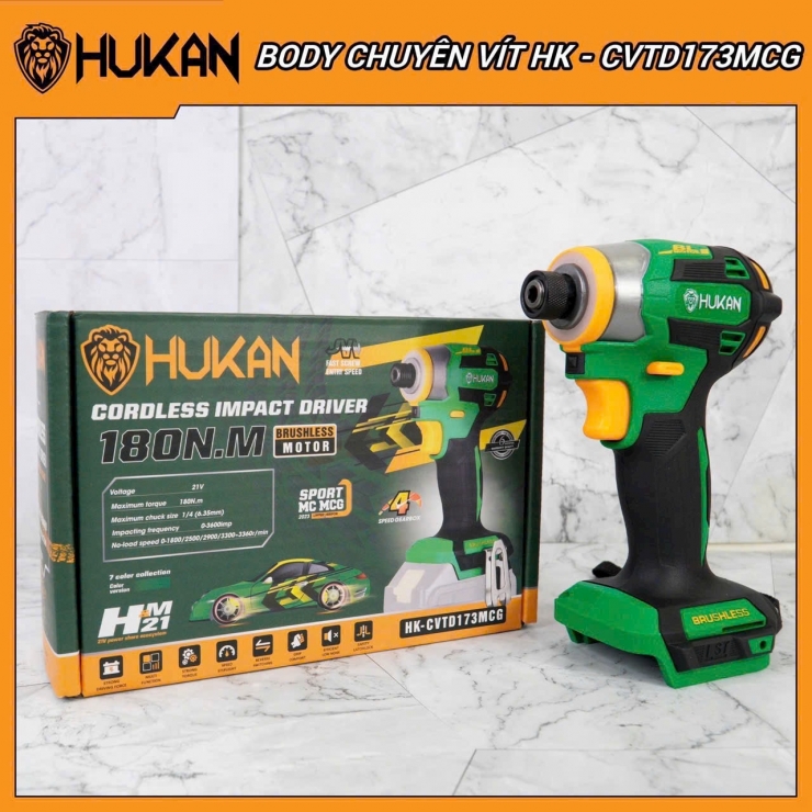 Combo máy chuyên vít Hukan HK-CVTD173PCK 180Nm ( Chưa Pin & Sạc )