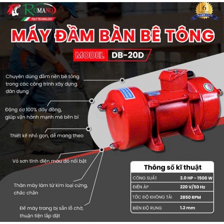 Máy Đầm Bàn Bê Tông ROMANO DB-10 ( Liên Hệ Đặt Hàng )