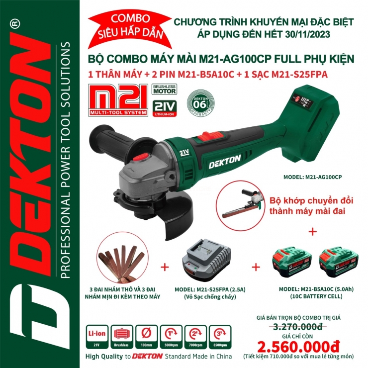 Máy cắt dùng Pin 21V Dekton M21-AG100CP01 Brushless