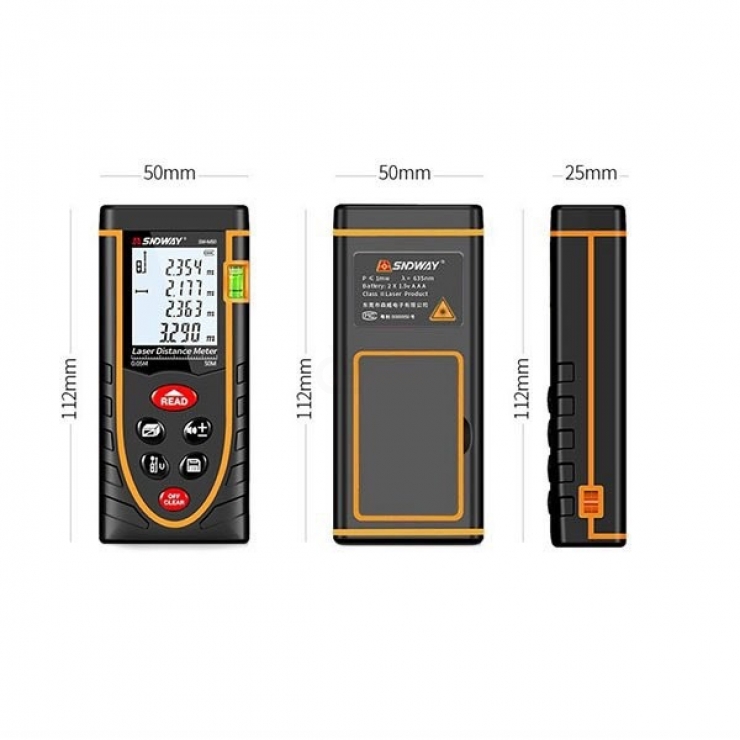 Thước Đo Khoảng Cách Laser SNDWAY SW-M50 50m ( Tia Đỏ )