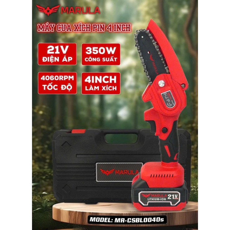 Combo Máy Cưa Xích Dùng Pin Marula MR-CSBL0040S