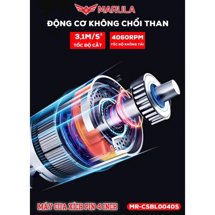 Combo Máy Cưa Xích Dùng Pin Marula MR-CSBL0040S