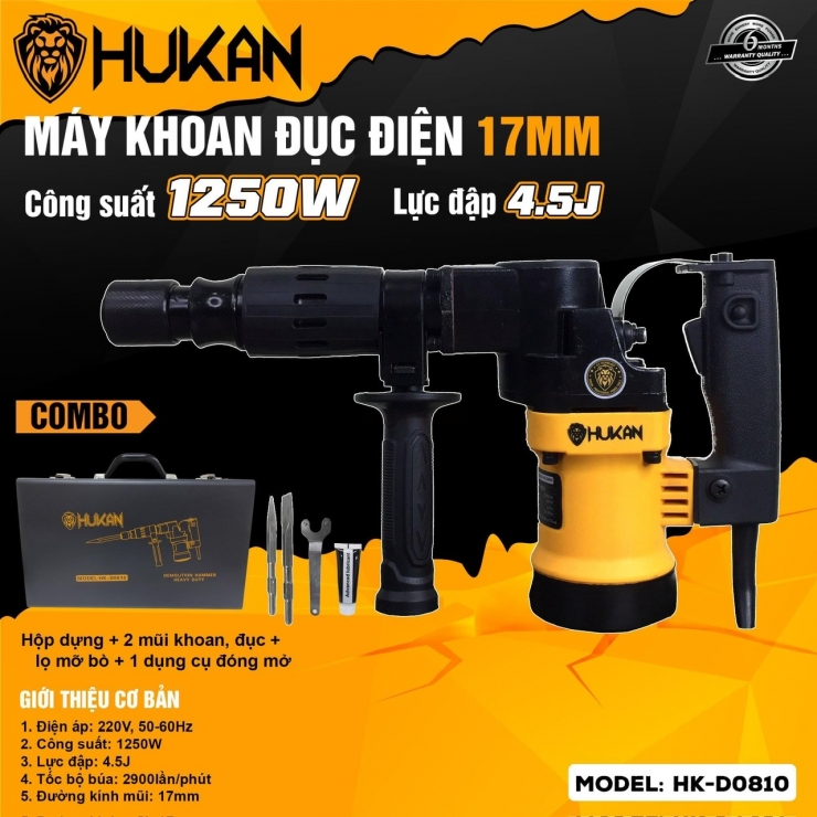 Máy Đục Bê Tông Hukan HK-D0810 1250W