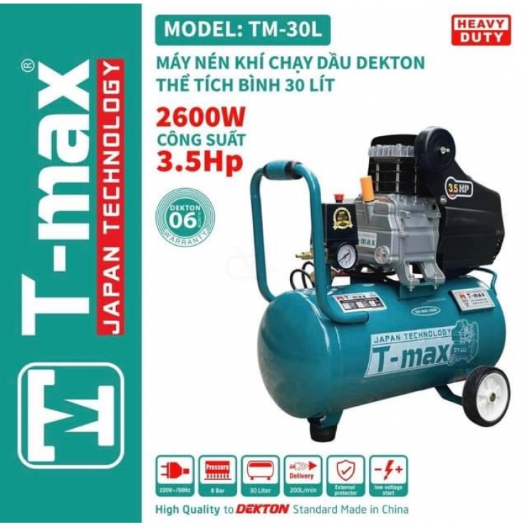Máy Bơm Hơi Khí Nén TMAX TM-30L 3.5Hp Bình 30 Lít