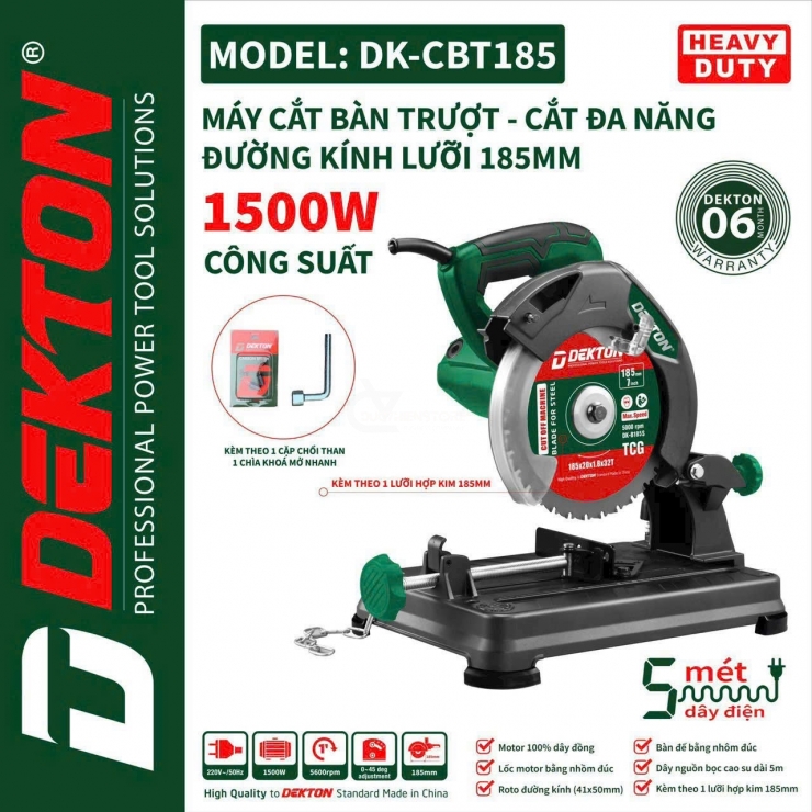 Máy cắt sắt hợp kim 185mm Dekton DK-CBT185 ( 2 Ti Trượt )