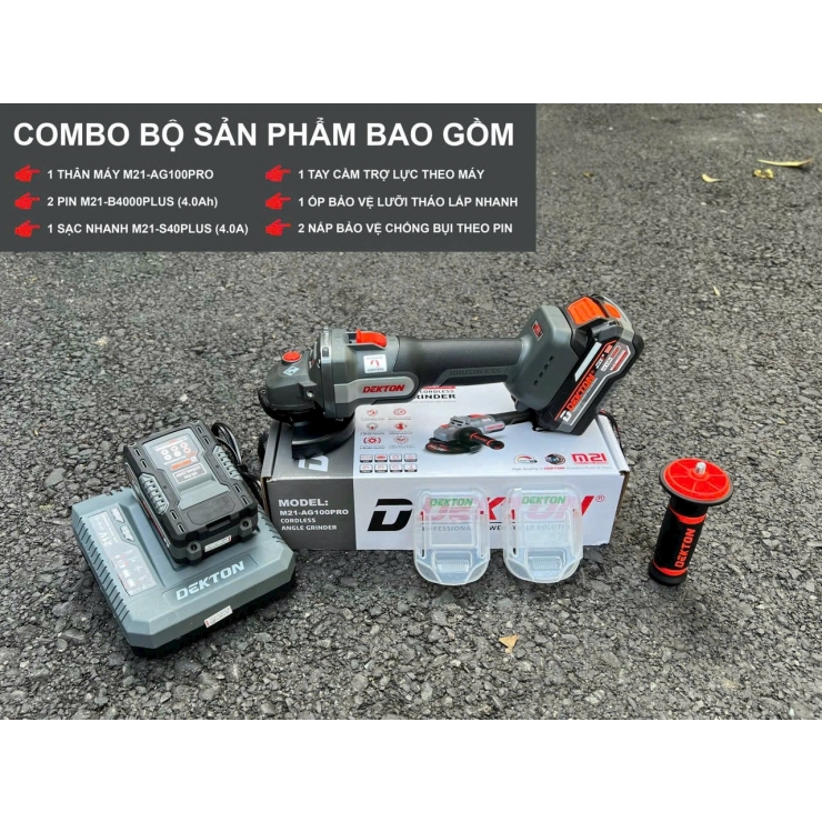 Thân Máy Mài Góc Dùng Pin 21V Dekton M21-AG100Pro ( Chưa Pin & Sạc )