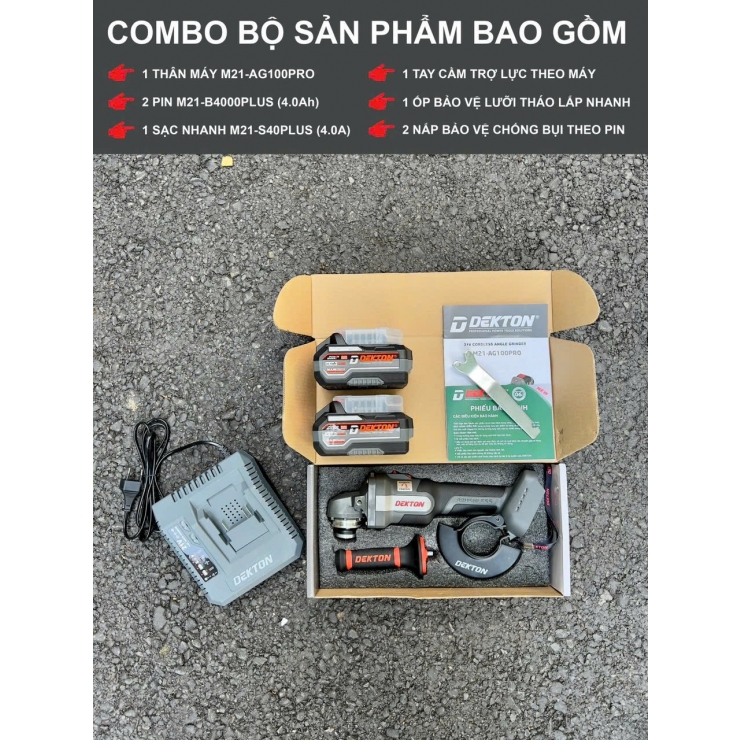 Combo Máy Mài Góc Dùng Pin 21V Dekton M21-AG100Pro