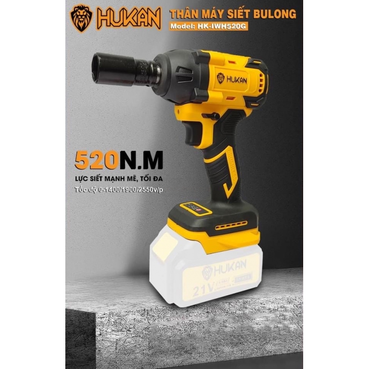 Thân Máy Siết Bulong Pin Hukan HK-IWH520G ( Chưa Pin & Sạc )