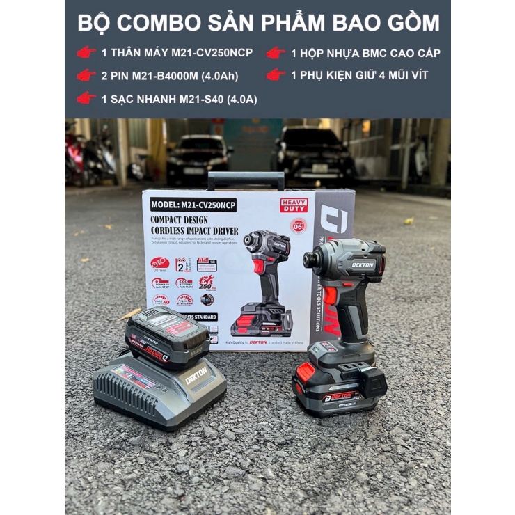 Combo Máy Bắt Vít Dùng Pin Dekton M21-CV250NCP