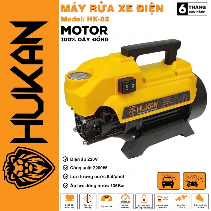 Máy xịt rửa xe 2200W Hukan HK-82