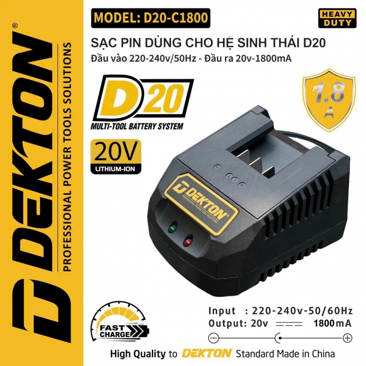 Pin 20V Dekton D20-B2000 5cell 4Ah ( Chân Pin Dewalt )