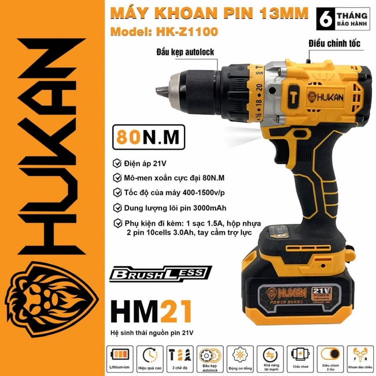 Thân máy khoan pin Hukan HK-Z1100