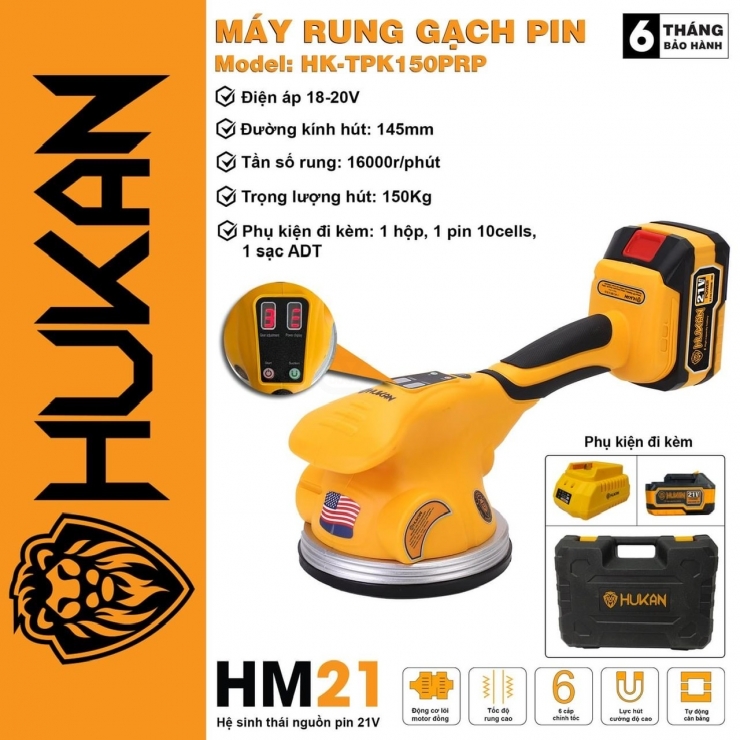 Combo máy rung gạch pin Hukan HK-TPK150PRP 