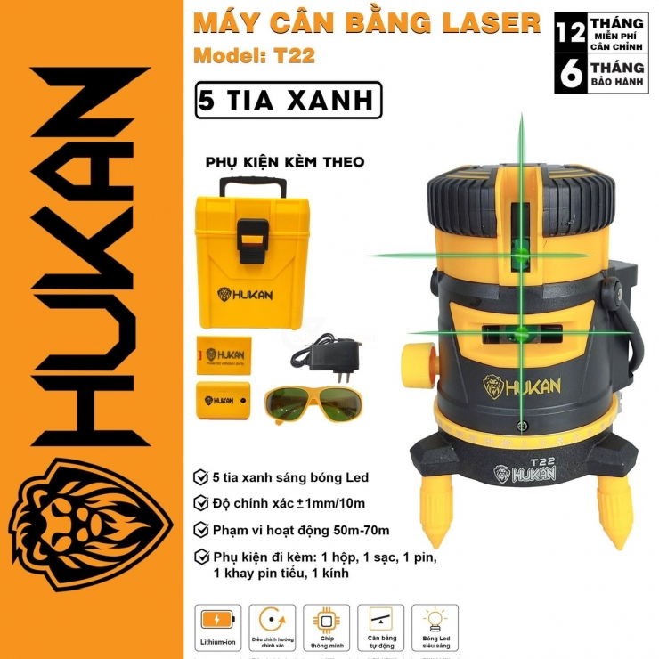 Máy cân bằng Laze 5 tia xanh Hukan HK-T22