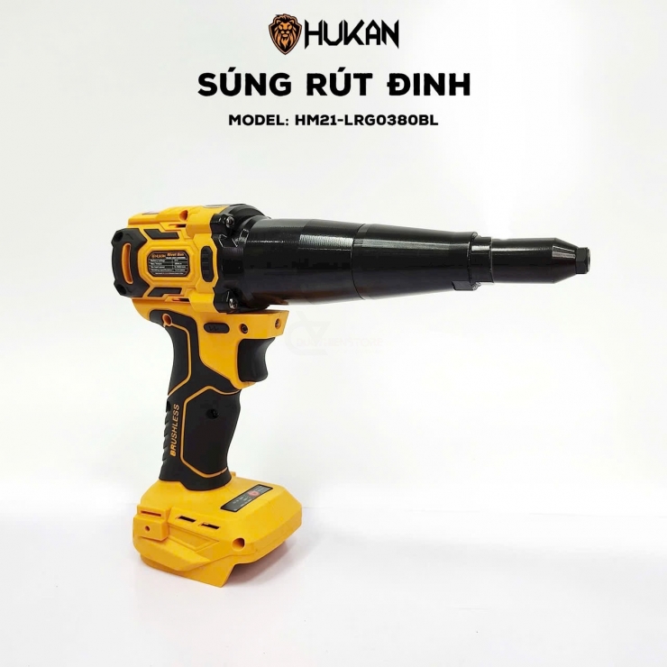 Thân Máy Rút Rivet 5.2mm Dùng Pin Hukan HM21-LRG0380BL ( Chưa Pin & Sạc )