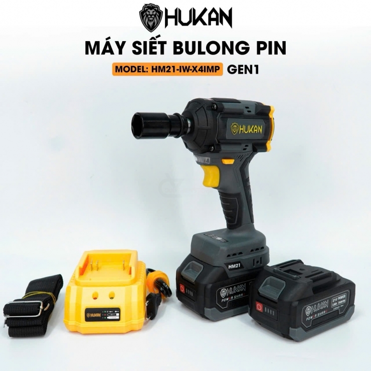 Combo Máy Siết Bulong Pin 21v Hukan HM21-IW-X4IMP