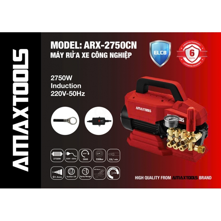 Máy rửa xe bán công nghiệp 2750W Amaxtools ARX-2750CN