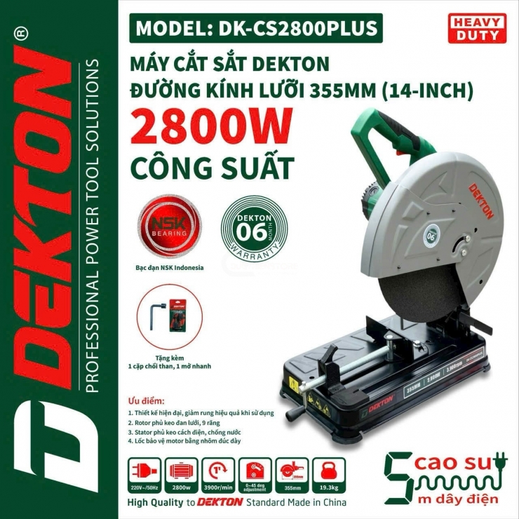 Máy cắt sắt bàn 2800W Dekton DK-CS2800Plus HEAVY DUTY