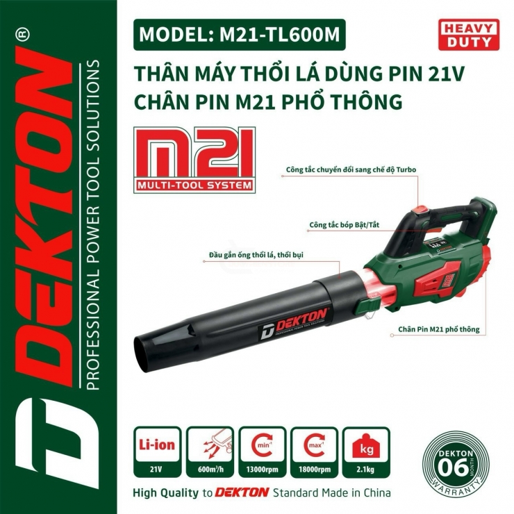 Máy thổi lá Pin 21V Dekton M21-TL600M Turbo